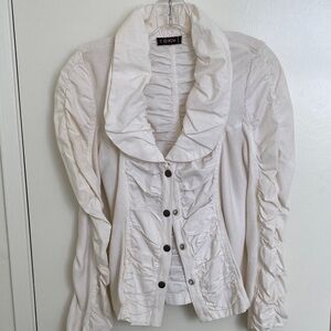 Ruffled snap -Up Jacket cotton